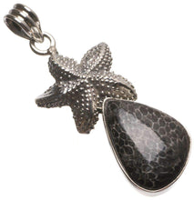 StarGems® Natural Ocean Jasper Starfish Handmade Vintage Starfish Shape 925 Sterling Silver Pendant 2" T2680