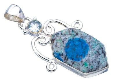 StarGems® Natural K2 Azurite Blue Topaz Handmade 925 Sterling Silver Pendant 1.75