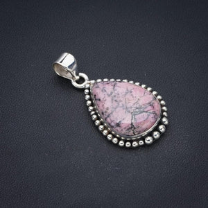 StarGems® Natural Rhodonite Handmade 925 Sterling Silver Pendant 1.5" F3592