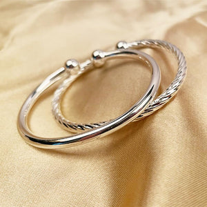 StarGems  Opening Polished Handmade 999 Sterling Silver Bangle Cuff Bracelet For Women Cb0001
