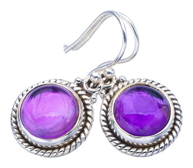 StarGems  Natural Amethyst Handmade 925 Sterling Silver Earrings 1.25