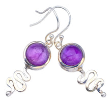 StarGems  Natural Amethyst Snake Handmade Mexican 925 Sterling Silver Earrings 1 1/2" S1516