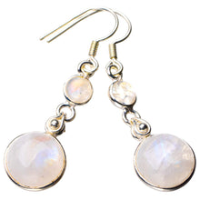 StarGems  Natural Rainbow Moonstone Handmade 925 Sterling Silver Earrings 1.75" D7284