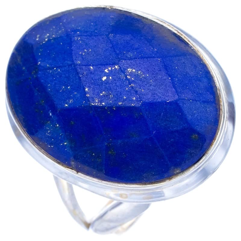 StarGems® Natural Lapis Lazuli Handmade 925 Sterling Silver Ring 6.5 F0032