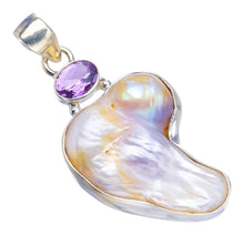 StarGems  Natural Biwa Pearl and Amethyst Handmade Boho 925 Sterling Silver Pendant 2" S0544