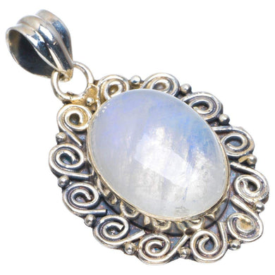 StarGems  Natural Rainbow Moonstone Handmade Unique 925 Sterling Silver Pendant 1.75