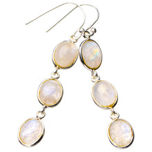 StarGems® Natural Rainbow Moonstone Handmade 925 Sterling Silver Earrings 2" D7261