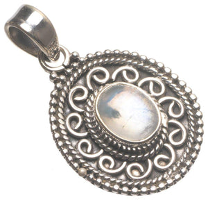 StarGems® Natural Rainbow Moonstone Handmade Unique 925 Sterling Silver Pendant 1 1/2" T1913