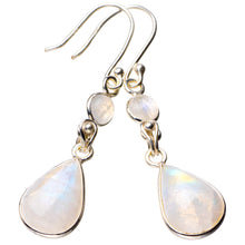 StarGems® Natural Rainbow Moonstone Handmade 925 Sterling Silver Earrings 1.75" D7224