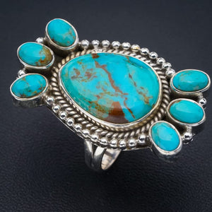 StarGems  Natural Turquoise Handmade 925 Sterling Silver Ring 8.75 F0480