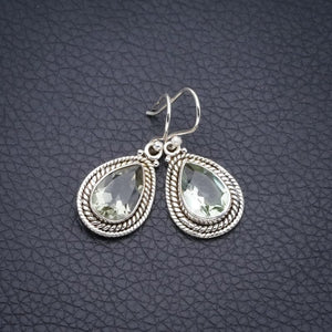 StarGems  Natural Green Amethyst Handmade 925 Sterling Silver Earrings 1.25" F5840