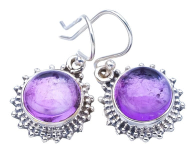 StarGems  Natural Amethyst Handmade 925 Sterling Silver Earrings 1.25