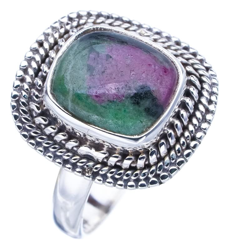 StarGems  Natural Ruby Zoisite Handmade 925 Sterling Silver Ring 9.75 F1305