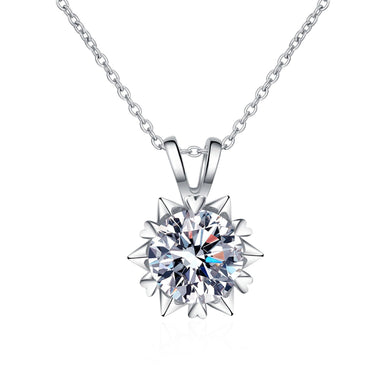 StarGems® Six Prong Star 1ct Moissanite 925 Silver Platinum Plated Necklace 40+5cm NX044