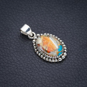 StarGems  Natural Copper Chalcedony Handmade 925 Sterling Silver Pendant 1.25" F3723