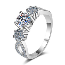 hesy®0.8ct Moissanite 925 Silver Platinum Plated&Zirconia Wedding Ring B4563