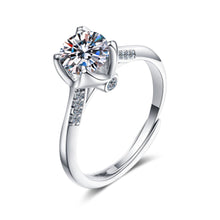 hesy®1ct Moissanite 925 Silver Platinum Plated&Zirconia 4 Prong Classical Ring B4532
