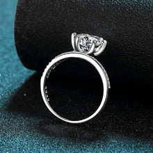 hesy®3ct hängender Moissanit-Ring aus 925er Silber, platiniert und mit Zirkonoxid, sechs Zinken, B4527
