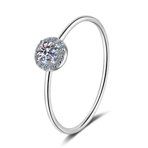 hesy 0.3ct Moissanite 925 Silver Platinum Plated&Zirconia Surrounded Classical Ring B4510