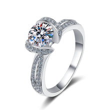 hesy®1ct Moissanite 925 Silver Platinum Plated Double Layer Zirconia Crown-Shape Ring B4505