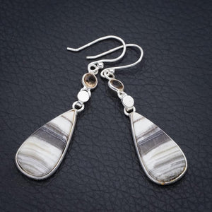 StarGems Zebra Calcite CitrineHandmade 925 Sterling Silver Earrings 2" F5501