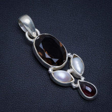 StarGems  Natural Smoky Quartz,River Pearl and Amethyst Handmade Unique 925 Sterling Silver Pendant 1.75" A4570