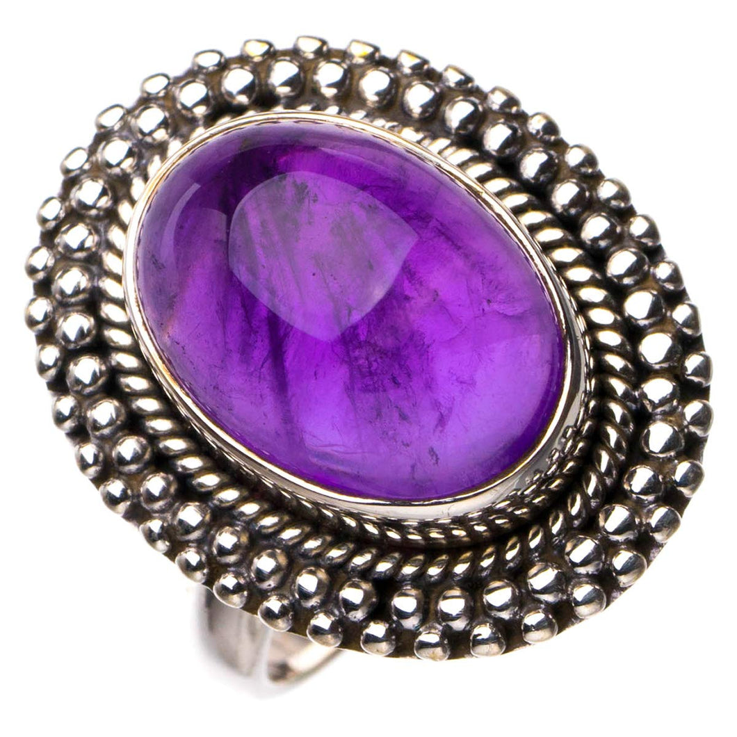 StarGems  Natural Amethyst Handmade 925 Sterling Silver Ring 6.5 D5046