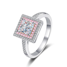 StarGems  Princess Cut Pink Triple Layer Four Prong 1ct Moissanite 925 Silver Platinum Plated Ring RX009