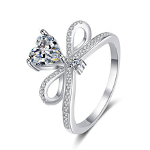 StarGems® Heart&Bowknot 1ct Moissanite 925 Silver Platinum Plated Ring RX025