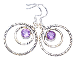 StarGems® Natural Amethyst Handmade Unique 925 Sterling Silver Earrings 1 1/2" S1733