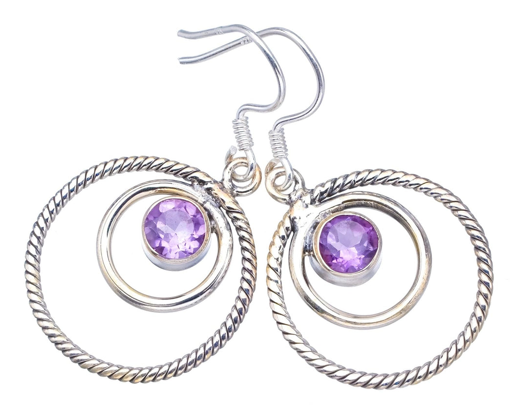 StarGems® Natural Amethyst Handmade Unique 925 Sterling Silver Earrings 1 1/2