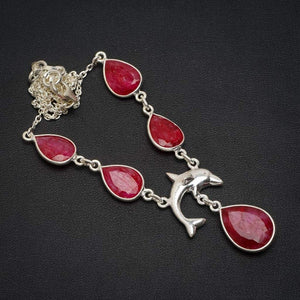 StarGems  Natural Cherry Ruby Handmade Unique 925 Sterling Silver Necklace 16.5+1.25" A3183