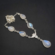 StarGems  Natural Rainbow Moonstone Handmade Unique 925 Sterling Silver Necklace 16.5+1.5" A3163