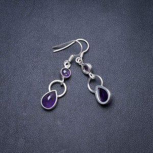 StarGems  Natural Amethyst Handmade Unique 925 Sterling Silver Earrings 1.5" Y3154