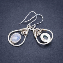 StarGems® Natural Rainbow Moonstone Handmade Unique 925 Sterling Silver Earrings 1.5" A2386