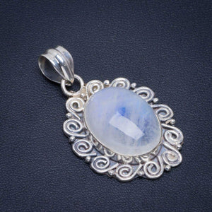 StarGems  Natural Rainbow Moonstone Handmade Unique 925 Sterling Silver Pendant 1.75" B4165