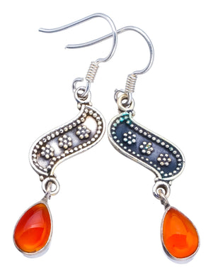 StarGems  Natural Carnelian Punk Style 925 Sterling Silver Earrings 1 3/4