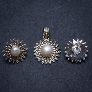 StarGems  Natural River Pearl 925 Sterling Silver Jewelry Set, Earrings Stud:3/4" Pendant:1 1/4" T8907