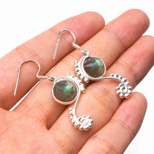 StarGems  Natural Blue Fire Labradorite Handmade 925 Sterling Silver Earrings 1.75" D6617