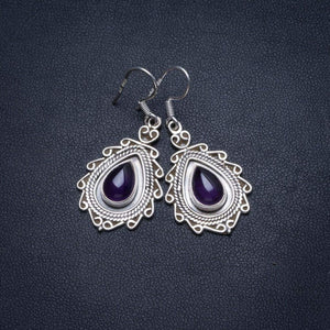 StarGems  Natural Amethyst Handmade Unique 925 Sterling Silver Earrings 1 1/2" T5133