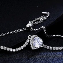 StarGems  2ct Moissanite 925 Silver Platinum Plated Zirconia Surrounded Heart-shape Adjustable Bracelet B4717