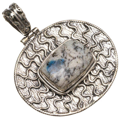 StarGems  Natural K2 Azurite Handmade Boho 925 Sterling Silver Pendant 1 1/2