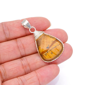 StarGems  Natural Picture Jasper Handmade Vintage 925 Sterling Silver Pendant 1 3/4" S0635