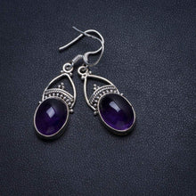 StarGems  Natural Amethyst Handmade Vintage 925 Sterling Silver Earrings 1 1/2" T3405