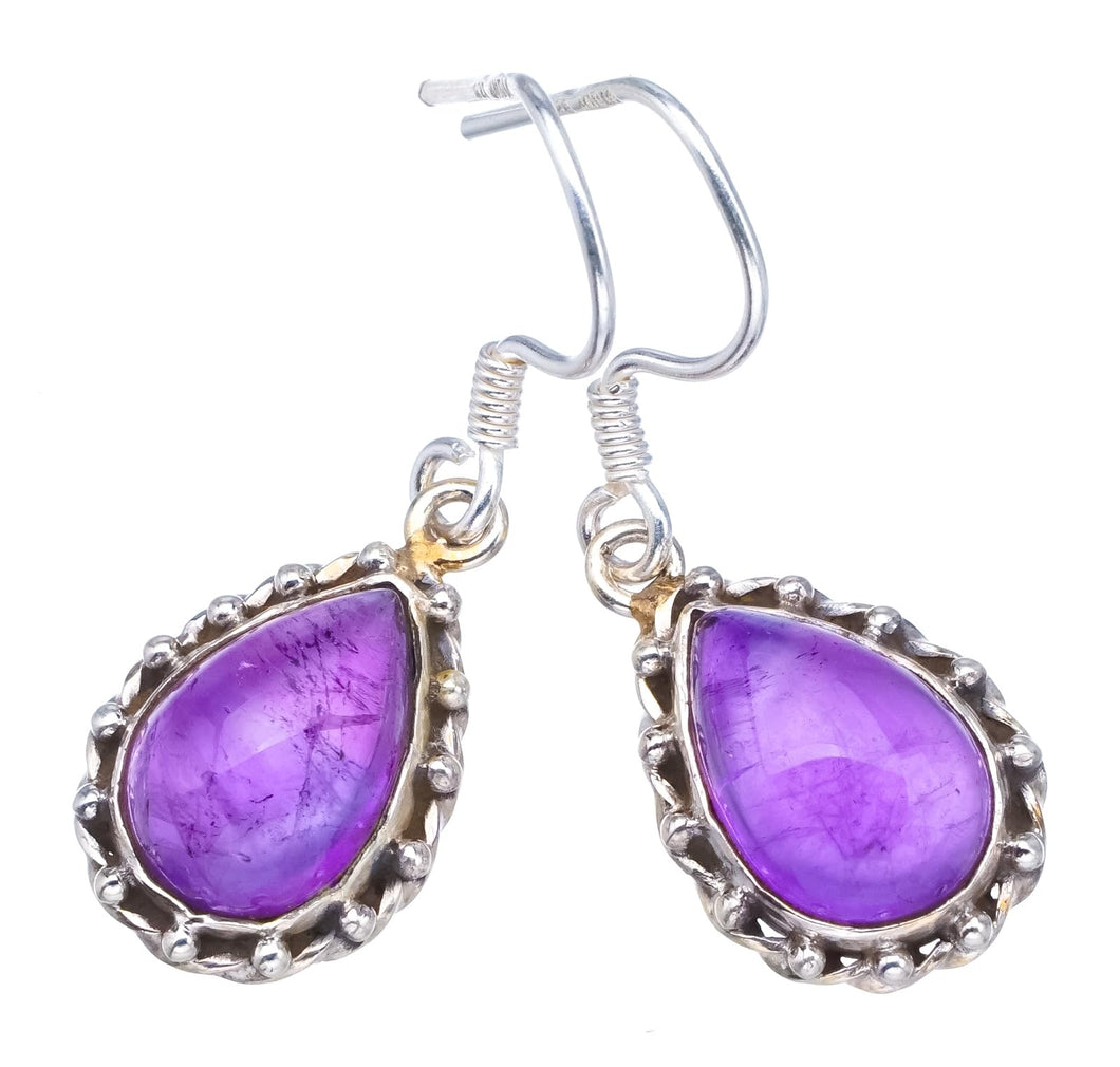 StarGems  Natural Amethyst Handmade Unique 925 Sterling Silver Earrings 1