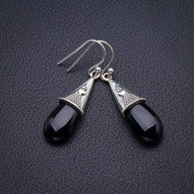 StarGems  Natural Black Onyx Handmade 925 Sterling Silver Earrings 1.75" D3902