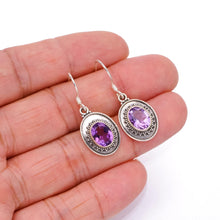 StarGems  Natural Amethyst Handmade Vintage 925 Sterling Silver Earrings 1 1/4" S1670