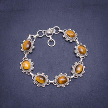 StarGems  Natural Tiger Eye Handmade Unique 925 Sterling Silver Bracelet 7-8" A3097