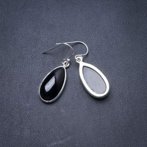 StarGems  Natural Black Onyx Handmade Unique 925 Sterling Silver Earrings 1.25" Y2912