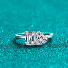 StarGems® Emerald Cut&Heart Four Prong 2ct Moissanite 925 Silver Platinum Plated Ring RX003